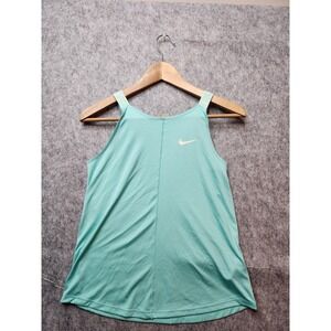 Nike Womens Dri-FIT Racerback Tank Top Teal Aqua Branded Straps Activewear XS